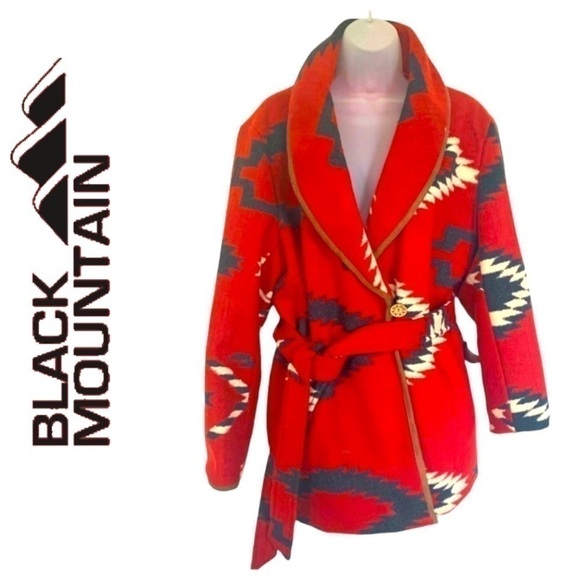 Black Mountain Aztec Southwest designs red white, black, fully lined. SZ L/XL - Picture 9 of 11